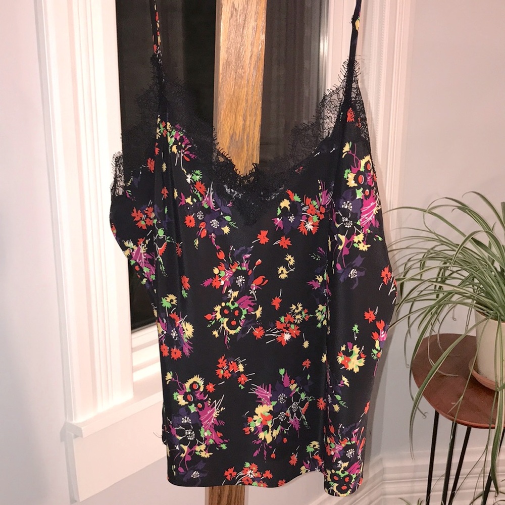 Silk Black Floral Top